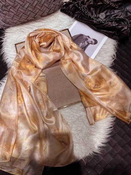 Scarf 100% Silk Paj Gold Braun